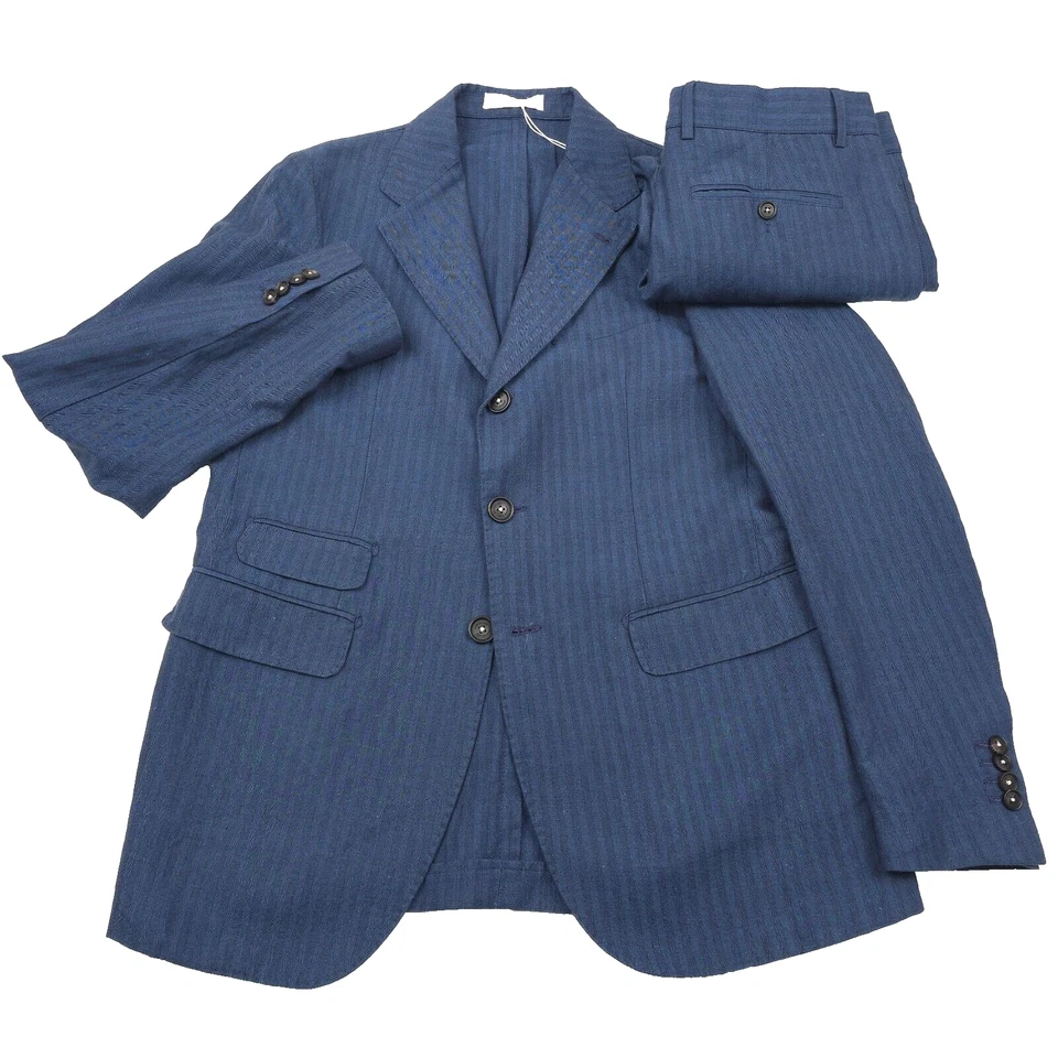 $1970 Traje Massimo Alba Sloop Azul Tonal Rayas Para Hombre Talla US 38R (Italia 48R) Foto 2 de 4
