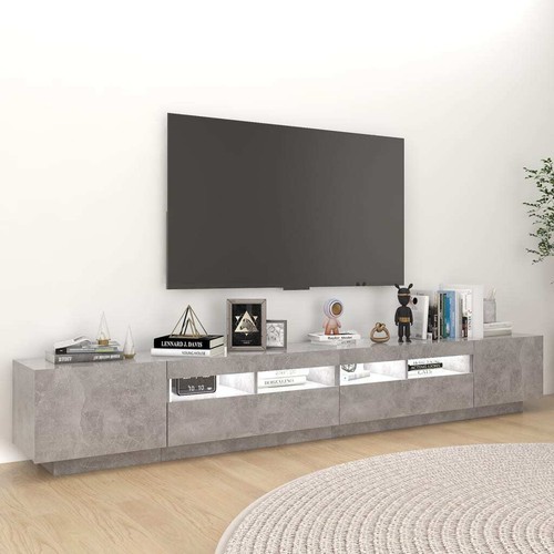Mueble TV itzcominghome Soporte Hormigón Puertas Gris 260 cm con Luces LED - Imagen 3 de 8