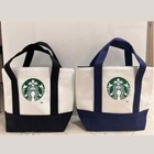 STARBUCKS Canvas Eco Two-Line Handbags Picnic Lunch Bag Korea New Limited