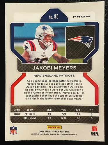 Jakobi Meyers 2021 Panini Prizm Green New England Patriots #95 SP - Picture 2 of 2