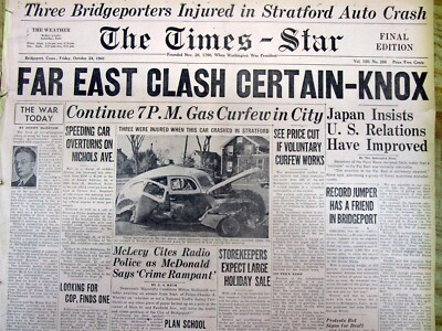 2 1941 headline newspaper w Prediction of the US entry into