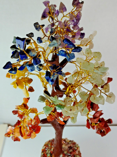 "Estatuilla de colección Wire Tree of Life piedra semipreciosa 12"" Reiki curación color dorado" - Imagen 7 de 7