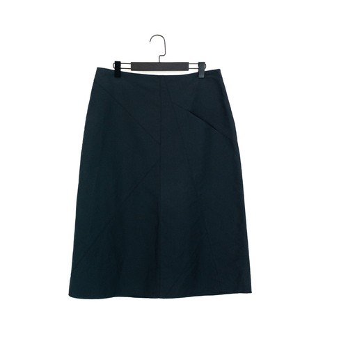 KRIZIA POI Vintage Navy Blue Panelled Twill Midi A-Line Skirt - Size 16 IT48 - Picture 8 of 13