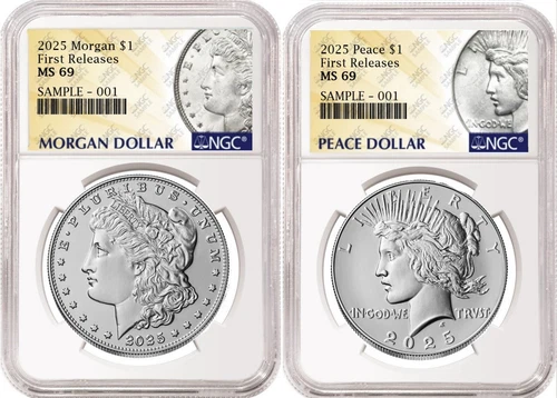2 coin set 2025 morgan peace silver dollars ngc ms 69 first releases mp presale