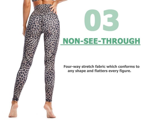 Women’s Leopard Print Yoga Leggings ,High Waist, Non-See-Through, Side Pockets - Picture 139 of 191