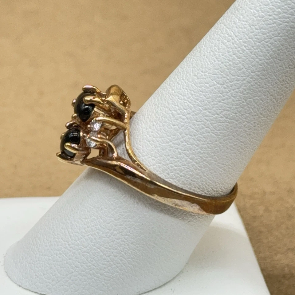 SETA 戒指 Onyx 戒指 金色镶嵌 玻璃宝石 圆顶旁路 签名 尺寸 8.5 — 第 3/4 张图片