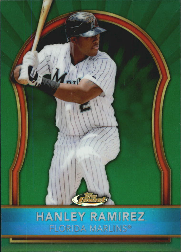 2011 Finest Green Refractors Florida Marlins Baseball Card #1 Hanley Ramirez/199