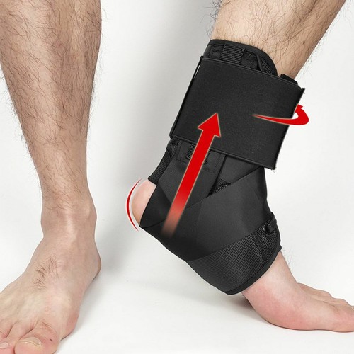 Black Ankle Brace Support Compression Stabilizer Pain Relief Foot Lace Up Wrap - Picture 6 of 12