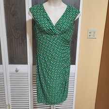 Ralph Lauren Ladies Beautiful Multicolor Geometric Ruched Dress - Size 14