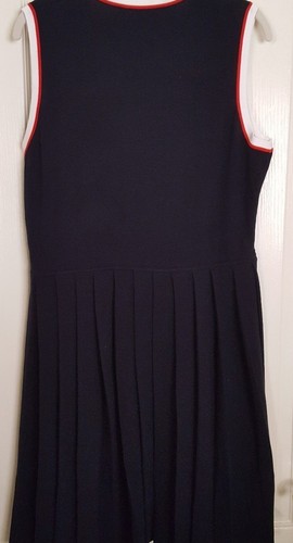 BNWT Designer BROOKS BROTHERS Ladies Navy Knit Sleeveless Pleated Dress Size S - Picture 2 of 4