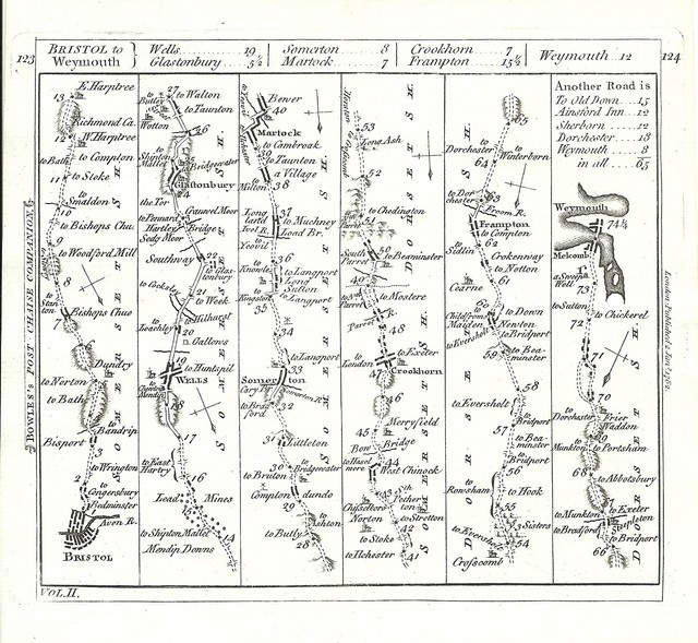 Antique map Ogilby / Bowles The Road from Bristol to Weymouth Antique map Ogilby / Bowles The Road from Bristol to Weymouth