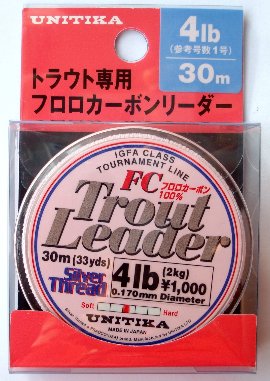 UNITIKA Trout Leader Silver Thread 100% Fluorocarbon Best for Trout,Fly  Fishing