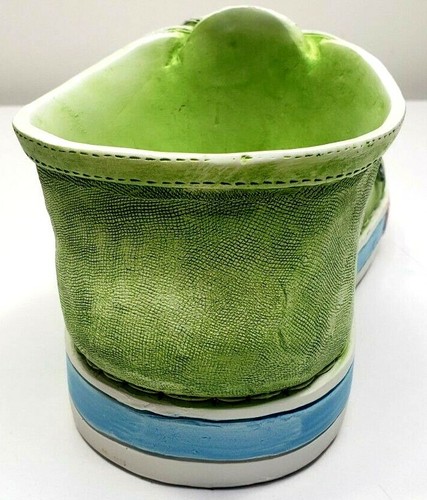 Green Ceramic Sneaker  Vase Planter Centerpiece - Picture 6 of 6