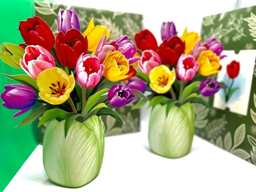 ORIGAMI POP CARDS Colourful Tulip Time PopUp Flower Bouquet Happy Mother's Day - Picture 8 of 19