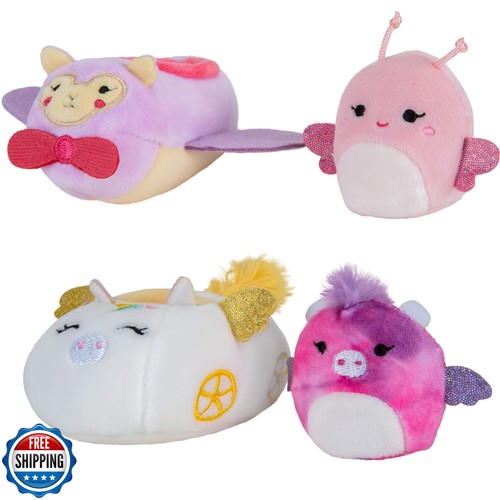Squishville by Squishmallows Maribel in Plane and Willow in Carriage Two 2” S - Imagen 1 de 5