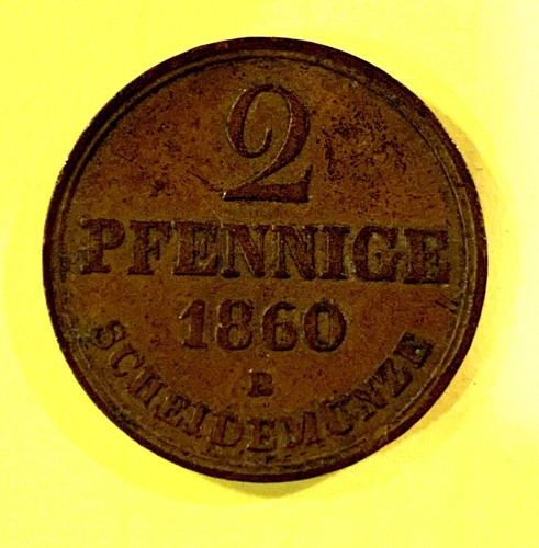 German Hannover Copper 1860 2 Pfennige - Germany - Picture 2 of 2