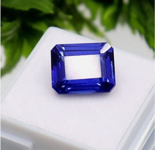 Piedra preciosa suelta zafiro azul corte esmeralda 10 quilates mejor oferta certificada - Imagen 4 de 5