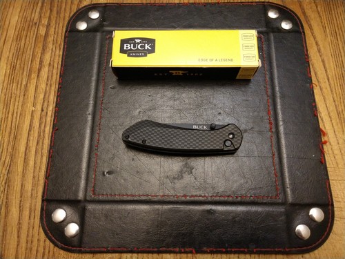 Buck Knives Sovereign Carbon Fiber Handle Button Lock 3.2" 7CR17MOV SS Blade 744 - Picture 4 of 5
