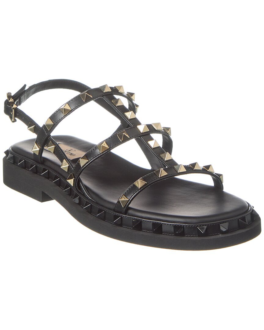 Кожаные сандалии Valentino Rockstud Женские черные 40