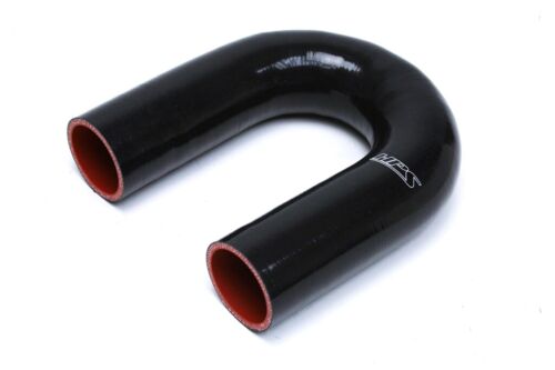 Manguera de acoplador de codo doblada en U de silicona reforzada 180 grados HPS 1,25" ID negra 32 mm - Imagen 2 de 4