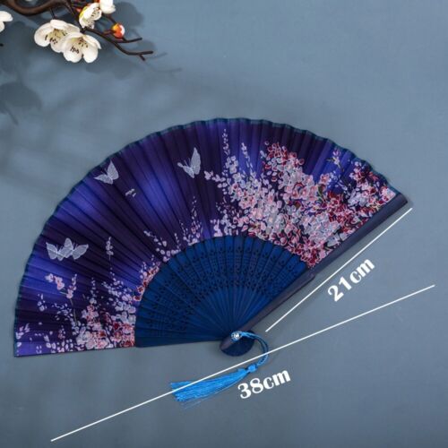 Chinese Style Folding Fan Bamboo Cloth Foldable Hand Held Dance Party Favor Gift - Picture 2 of 22