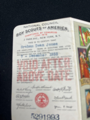 Tarjeta de membresía y sobre 1938 - vintage de los Boy Scouts of America BSA - Imagen 3 de 9