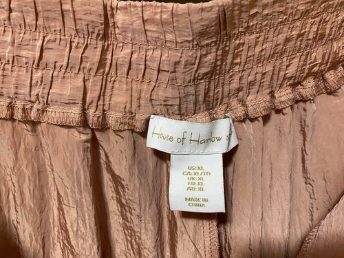 NWOT HOUSE OF HARLOW Women Elastic Hi-Rise Crinkled Wide Leg Pants Size XL Pink - Picture 4 of 13