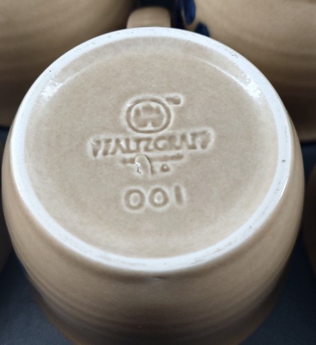 Pfaltzgraff FOLK ART 100 Blue Floral Tan Rustic Castle Imprint Flat Cups Set 8  - Picture 4 of 8