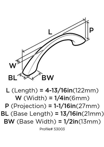 Amerock TEN53003-G10 Arched 3-3/4" Zinc Cabinet Drawer Pull Satin Nickel 10 Pack - Picture 4 of 7