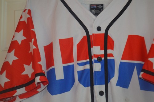 USA DRINKING TEAM BASEBALL JERSEY MENS 3XL XXXL AMERICAN FLAG BALD EAGLE #1 - Picture 4 of 11