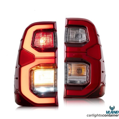 VLAND For Toyota Vigo / Hilux 15-20 Full LED Tail Lights Red Clear Rear Lamps - Picture 6 of 11