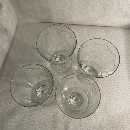 Vtg Fostoria Serenade Etched Crystal Juice Glasses 1950’s Set 4 - Picture 4 of 5