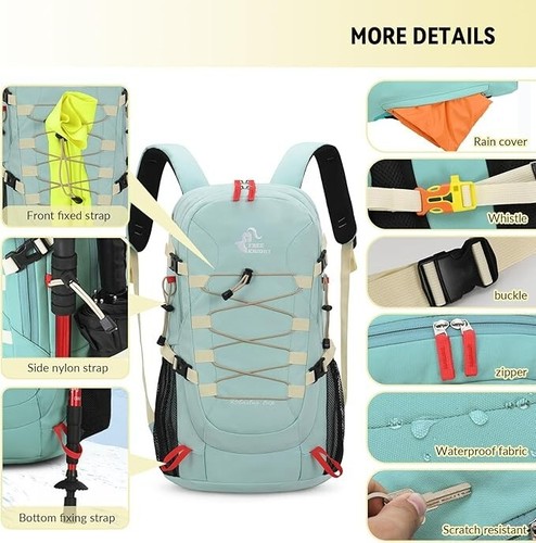 Bseash 40L leichter wasserdichter Wander Camping Rucksack mit Regenschutz lila - Bild 4 von 6