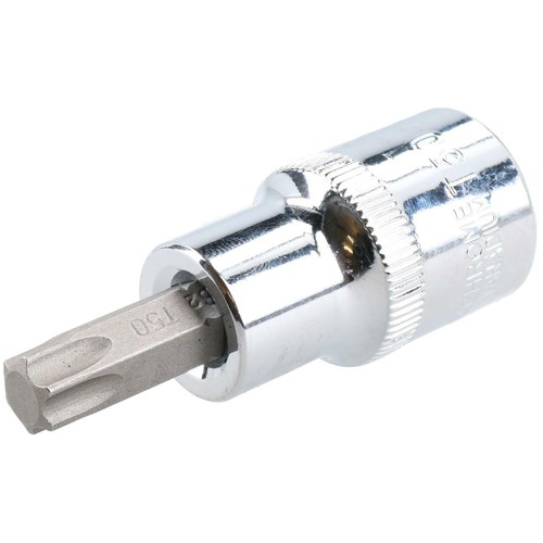 T50 Male Torx Bit Star Socket 1/2" Drive Standard Internal Chrome Vanadium Steel - Picture 2 of 3
