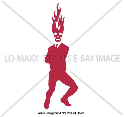 Dancing Flaming Skull Businessman Original Design Window Die Cut Vinyl Decal - Picture 3 of 18