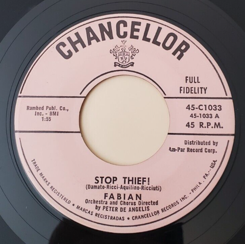 Fabian TURN ME LOOSE / STOP THIEF! (ROCK N ROLL 45/PS) #1033 PLAYS VG++ - Picture 6 of 7