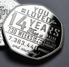 14th Birthday Silver Commemorative. Gift/Present. 14 Years Son/Daughter/Grandson
