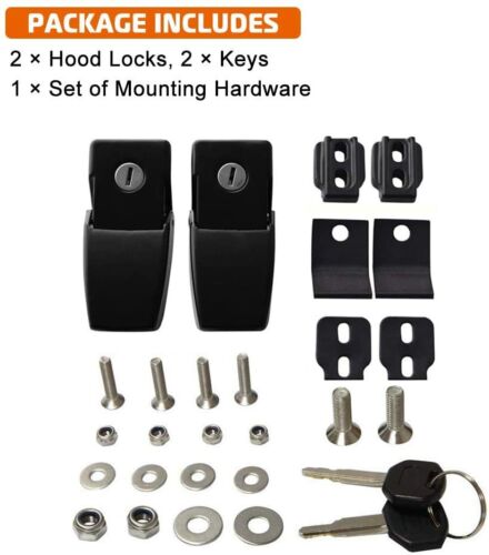 2PCS Hood Latches Locking Hood Catch Kit w/ Lock For 2007-19 Jeep Wrangler JK US - Bild 9 von 11