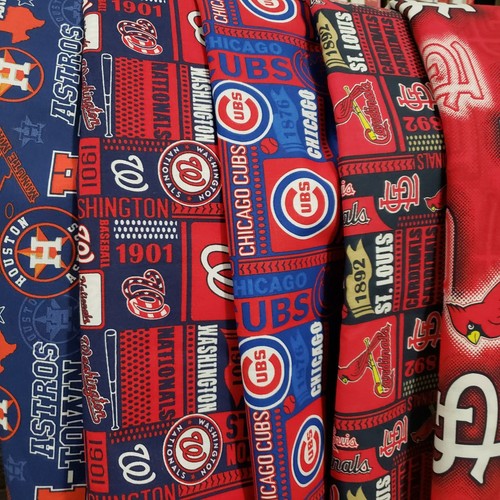 MLB Baseball Cotton Fabric by the 1/4 Quarter Yard - PICK TEAM - 9"L x (42-58"W) - Picture 1 of 34