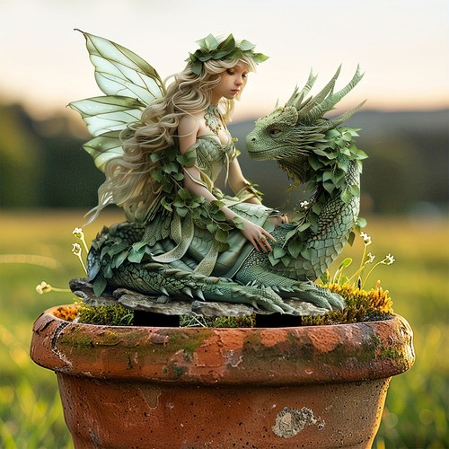 Dragon Elf Mermaid Fairy Garden Planter Bohemian Fairy Flower Pot Decoration - Picture 4 of 4
