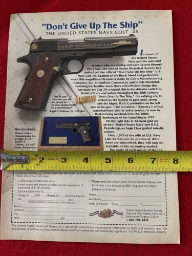 Vintage 1993 U.S. Navy Colt .45 Commemorative Print Ad - Historical Society - Bild 6 von 7
