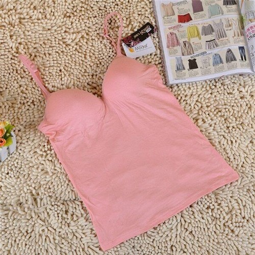 New Padded Bra Tank Top Women Solid Cami Top Vest Female with Built In Bra  - Picture 19 of 23
