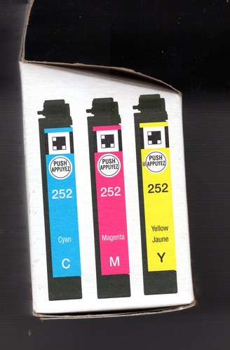 PACK OF THREE GENUINE EPSON 252 INK CARTRIDGES. EXPIRED 10-2019. FREE SHIPPING! - Picture 3 of 4
