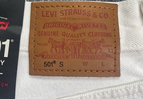 Jeans blancos Levi's 501 S Button-Fly 31x28 no elásticos "se ajustan como 32x28" nuevos con etiquetas - Imagen 12 de 21