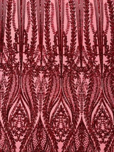 Damask design with sequins embroider on a 4 way stretch mesh fabric. - Picture 10 of 93