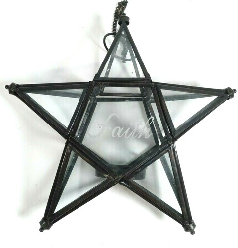 3 Moroccan Star Glass Tealight Hanging Lantern Candle Holder Garden Lamp Light  - Picture 3 of 11