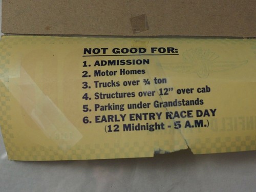 Vintage Indianapolis Motor Speedway Infield Parkfenster Tag Pass Ticket - Bild 4 von 5