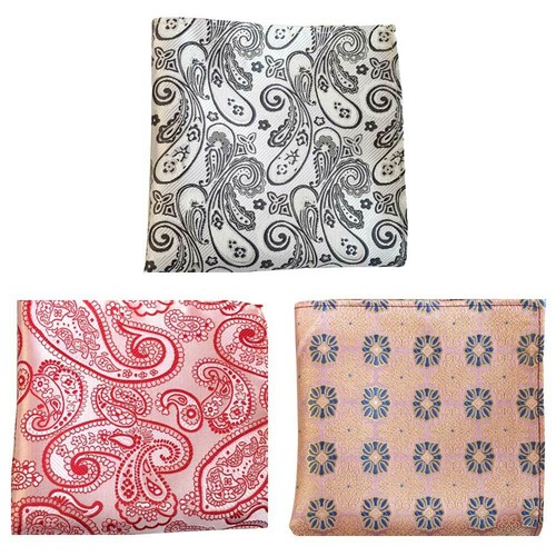 3 Packs Men Stripe Flower Paisley Pocket Square Handkerchief Wedding Hanky - Picture 14 of 21