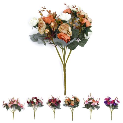 21 HEAD ARTIFICIAL ROSE SILK Daisy FLOWER LEAF HOME WEDDING Party Bouquet DECORS - Afbeelding 1 van 39