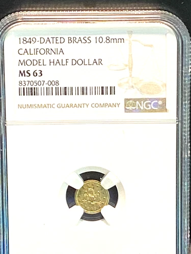 #C35E,NGC MS 63 Game Counter Eagle 1849 CA Model Token $1/2 Super Rare